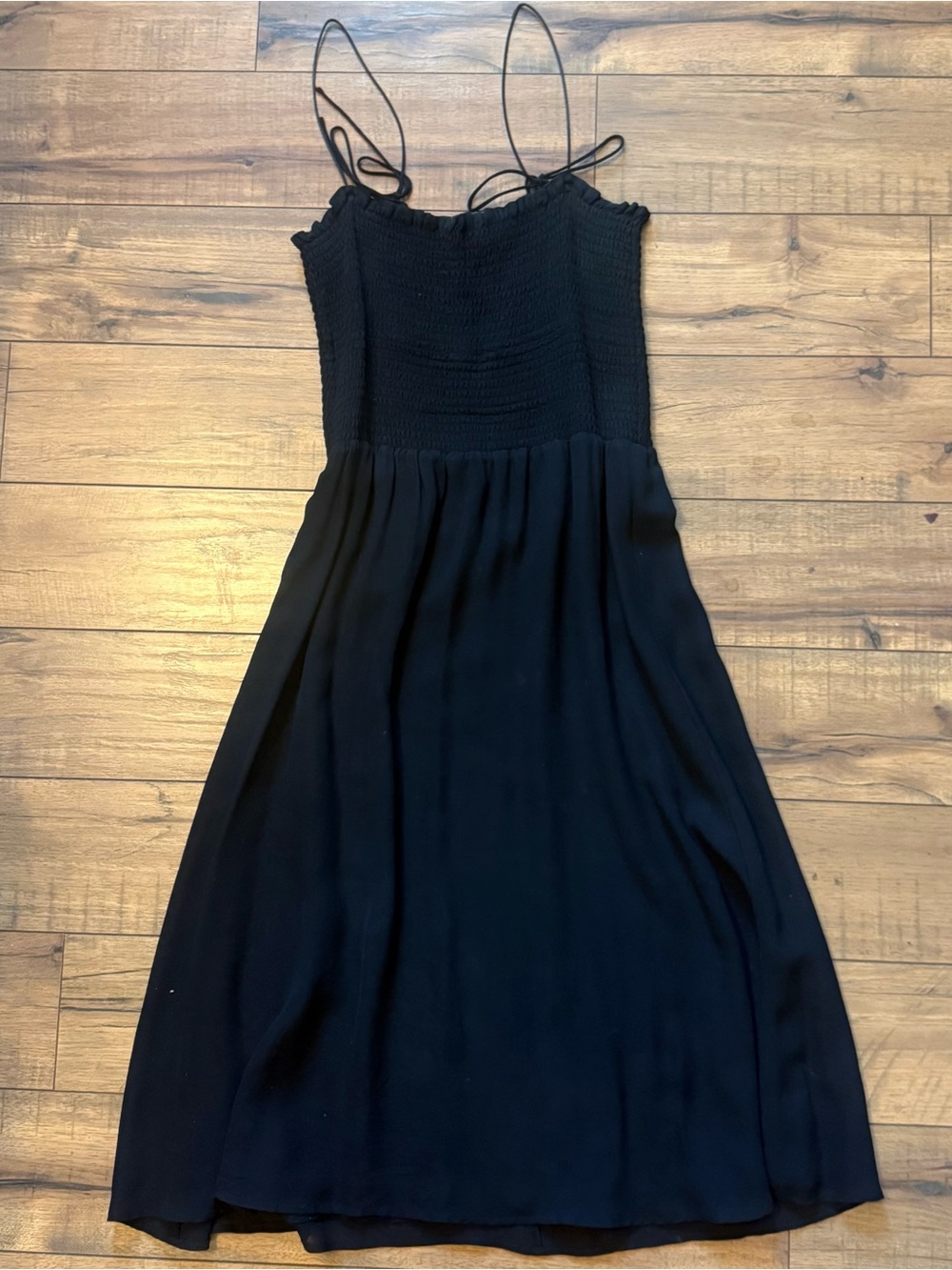 Reformation Black Smocked Midi Dress Size M